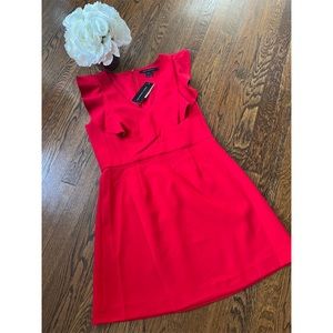 NWT•French Connection Red Whisper Sleeveless Ruffled Mini Dress